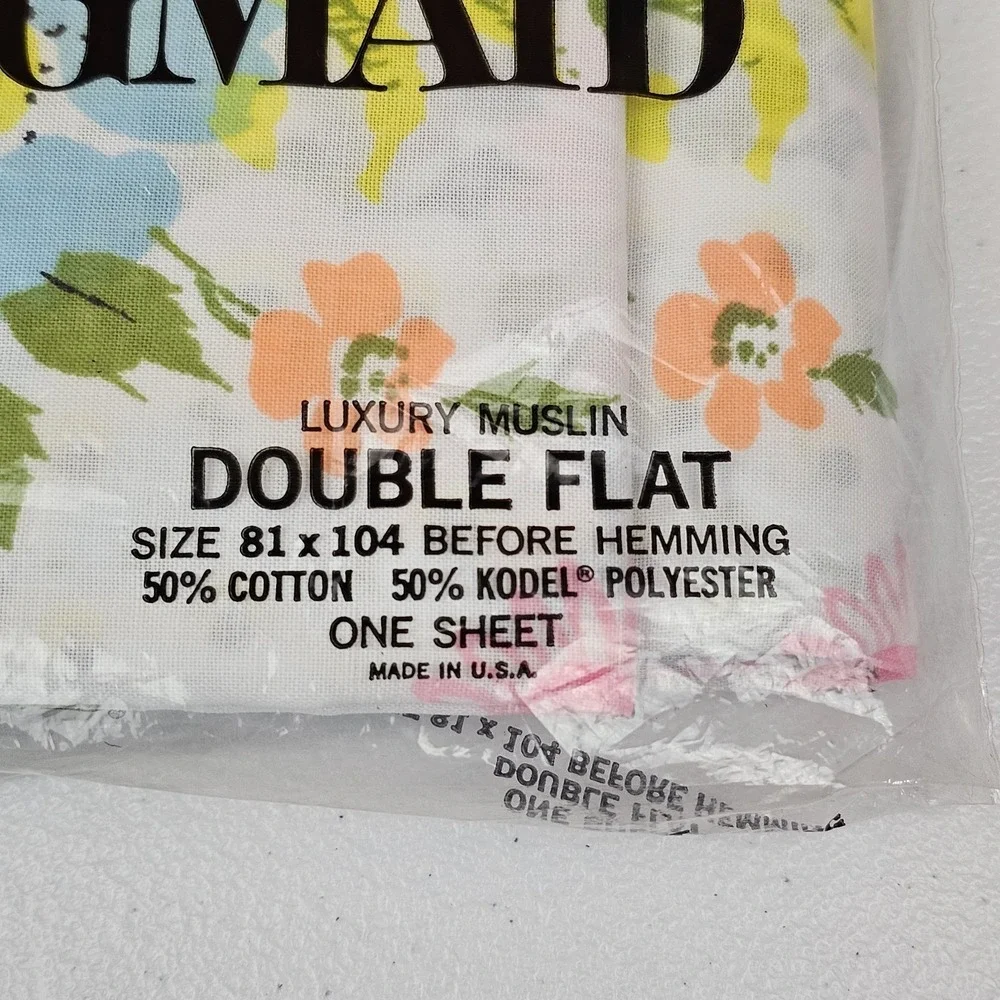 Vtg Springmaid Marvelaire Double Flat Sheet & 2 Pillowcases Multicolor Floral